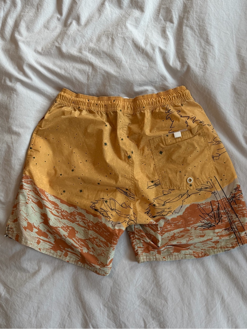 Saturdays New York City Mustard and Rust Scenic Swim Trunks - Picture 4 of 6